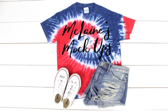 Download Tie Dye Spiral Royal Red Cd100 Mock Up Flat Lay Shirt Mock Etsy