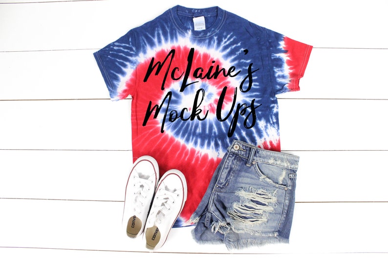 Download Tie-Dye Spiral Royal Red CD100 Mock Up Flat Lay Shirt Mock ...