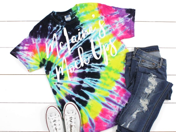Download Tie Dye Flashback Cd100 Mock Up Flat Lay Shirt Mock Up Etsy