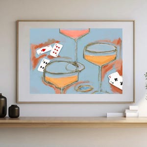Cocktails & Cards Still Life Art Print