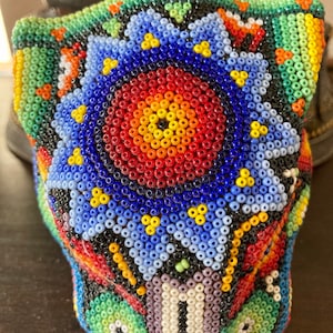 Beaded Puma&gt;Huichol Beadwork, Traditional Wixarika Art, Bead Art