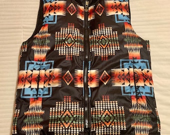 Pendleton Down Vest> Women’s Small, Southwestern Vest, Native Style Vest, Pendleton Jackets