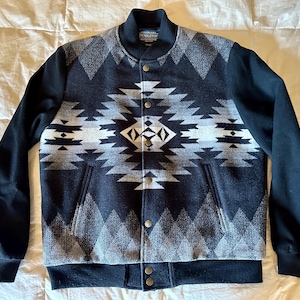 Pendleton Flight Jacket Men’s Large&gt;Wool Jacket, Native Style Jacket, Southwest Jacket, Pendleton Wool Jacket, Stylish Jacket