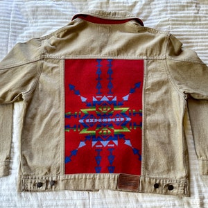 Pendleton Denim Jacket&gt;Men&#39;s Large, Native Style Jacket, Southwest Jacket, Pendleton Jacket, Stylish Jacket, Jean Jacket, Denim Jacket