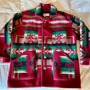 Pendleton Style Unisex Wool Jacket&gt;Men&#39;s Large/Women’s XXL, Native Style Jacket, Southwest Jacket, Stylish Wool Jacket
