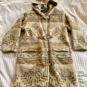 Eddie Bauer Wool Jacket&gt;Women&#39;s Small/Petite w/ Hood, Native Style Jacket, Southwest Jacket, Pendleton Style Jacket, Wool Jacket