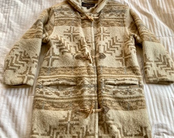 Chaqueta de lana Eddie Bauer > Talla pequeña/petite para mujer con capucha, chaqueta estilo nativo americano, chaqueta estilo suroeste, chaqueta estilo Pendleton, chaqueta de lana