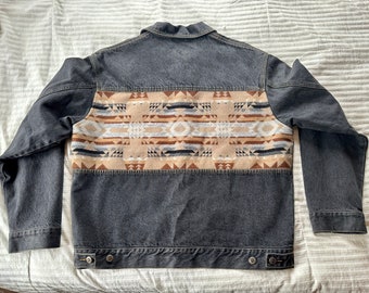 Pendleton Denim Jacket>Men's Large, Native Style Jacket, Southwest Jacket, Pendleton Jacket, Stylish Jacket, Jean Jacket, Denim Jacket