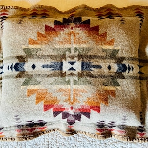 Funda de almohada de lana Pendleton (63,5 cm x 53,3 cm), almohada decorativa estilo suroeste, almohada de estilo nativo americano, almohada Pendleton.