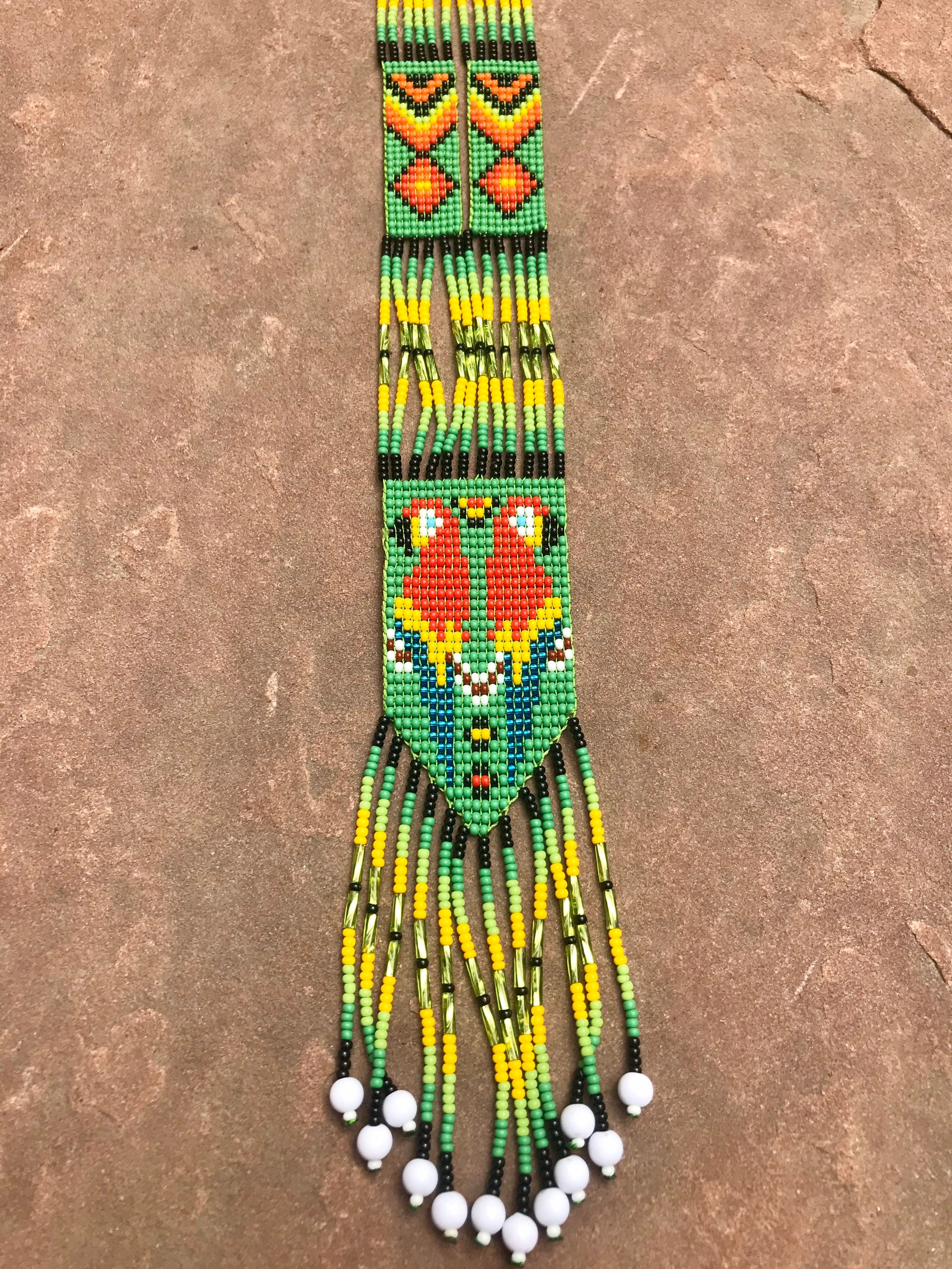 Beaded Necklace> Indigenous Beadwork, Hand Made Sacred Jewelry, One of