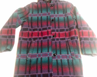 Woolrich Wool Jacket>Women's Large w/ Hood, Native Style Jacket, Southwest Jacket, Pendleton Style Jacket, Wool Jacket, Stylish Jacket,