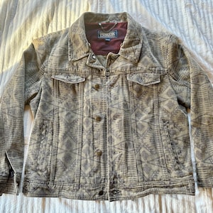 Pendleton Denim Jacket&gt;Men&#39;s Medium, Native Style Jacket, Southwest Jacket, Pendleton Jacket, Stylish Jacket, Jean Jacket, Denim Jacket