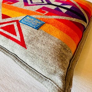 Pendleton Wool Cushion> 16” x 17” Wool Throw Pillow, Southwestern Throw Pillow, Native Style Cushion, Pendleton Pillow image 5