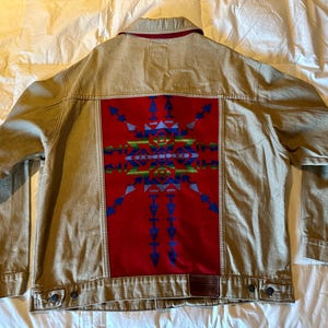 Pendleton Denim Jacket&gt;Men&#39;s XXL, Native Style Jacket, Southwest Jacket, Pendleton Jacket, Stylish Jacket, Jean Jacket, Denim Jacket