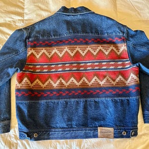 Pendleton Denim Jacket&gt;Men&#39;s XL, Native Style Jacket, Southwest Jacket, Pendleton Jacket, Stylish Jacket, Jean Jacket, Denim Jacket