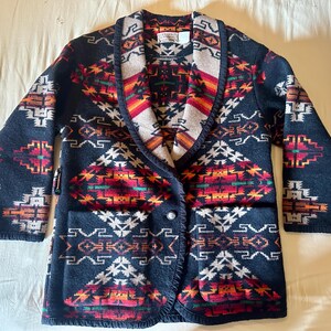 Chaqueta de lana Pendleton para mujer > Chaqueta de estilo nativo, talla mediana para mujer, chaqueta del suroeste, chaqueta Pendleton, chaqueta elegante,