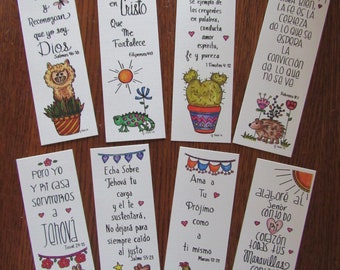 Spanish Bible Verse Bookmarks: Inspirational Linen Cardstock, Set of 8