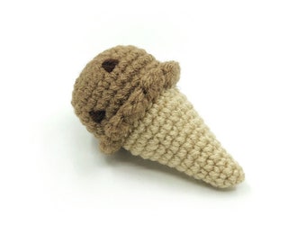 Chocolate Ice Cream Cat Toy - cute handmade crochet cat toy stuffed with organic catnip and silver vine