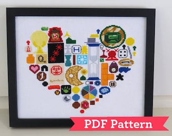 I Love Board Games Cross Stitch Digital PDF Pattern