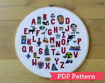 Canadian Alphabet Sampler PDF Cross Stitch Pattern