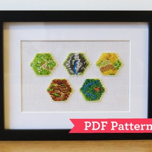 Settlers Board Game Tiles Cross Stitch Pattern