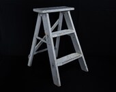 Vintage Plant Stand, Step Ladder, Distressed Gray, Wooden Steps, Industrial Chic, Entryway Decoration, Home Decor, Three Tier Shelf
