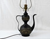 Antique Dragon Lamp, Brass Tea Pot Light, Carved Metal Relief, Scroll Pi Yao, Entryway Decor, Chinoiserie Decoration, Old Lighting