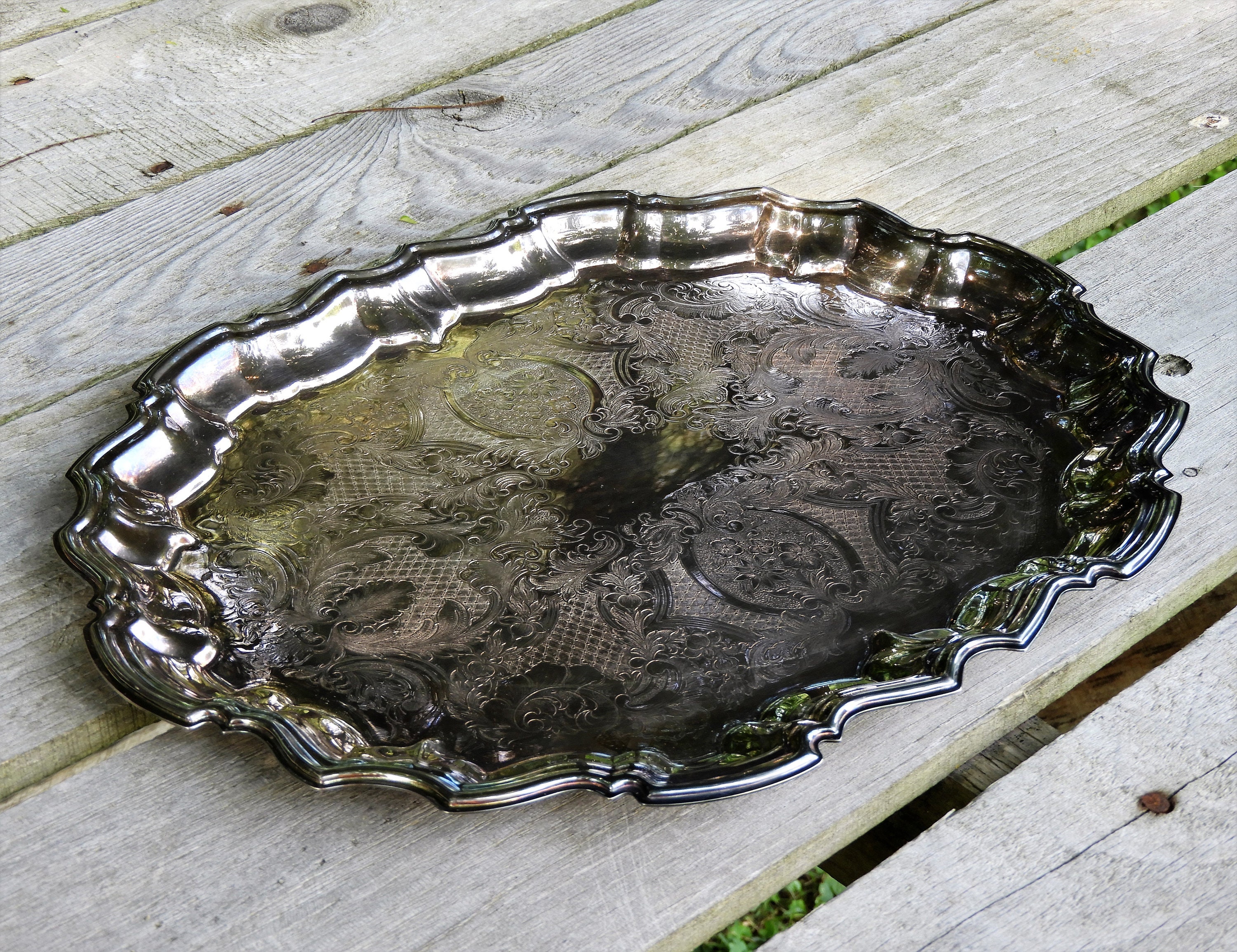 Vintage Sheffield Platter Silver Plated Serving Tray Made In USA vintage-sheffield-platter-silver-plated-serving-tray-made-in-usa