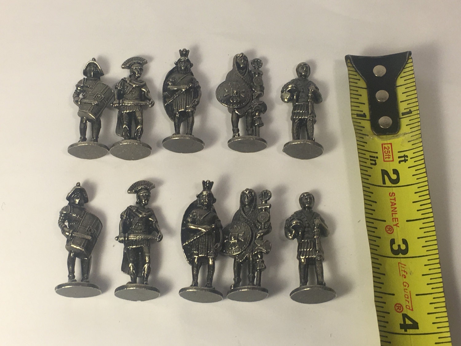 Vintage Complete Figurine Sets (2) Westair Pewter Silver Look Roman 1.5 Tall Figurines (5) Per