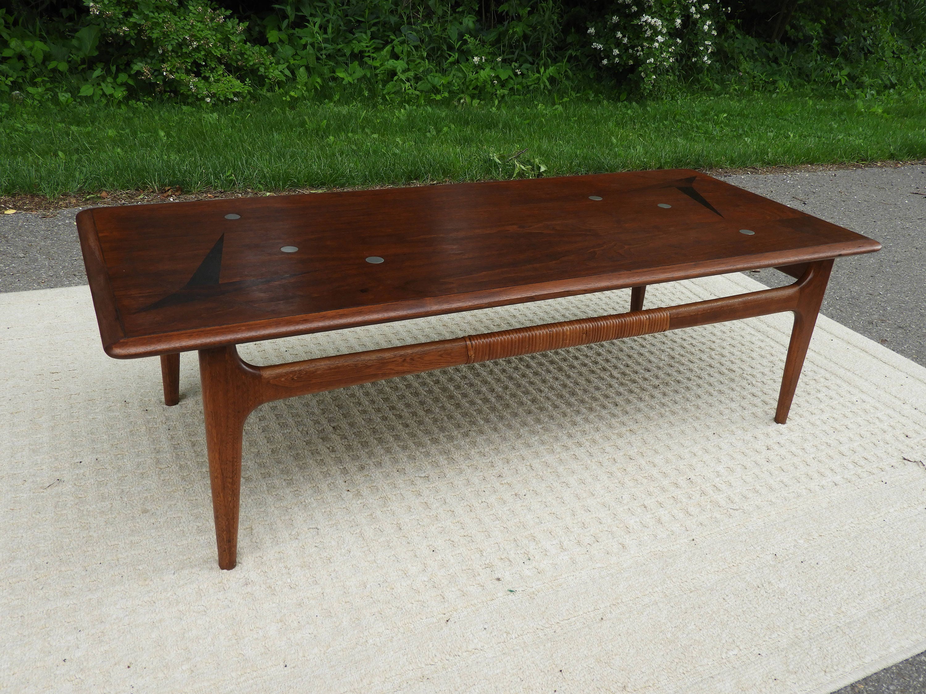 Vintage Lane Acclaim Mid Century Coffee Table, Walnut Brown Inlaid