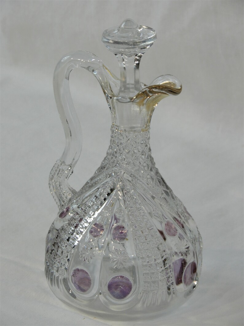 Vintage Cut Glass Cruet Blown Pontil Glass Clear Glassware Etsy