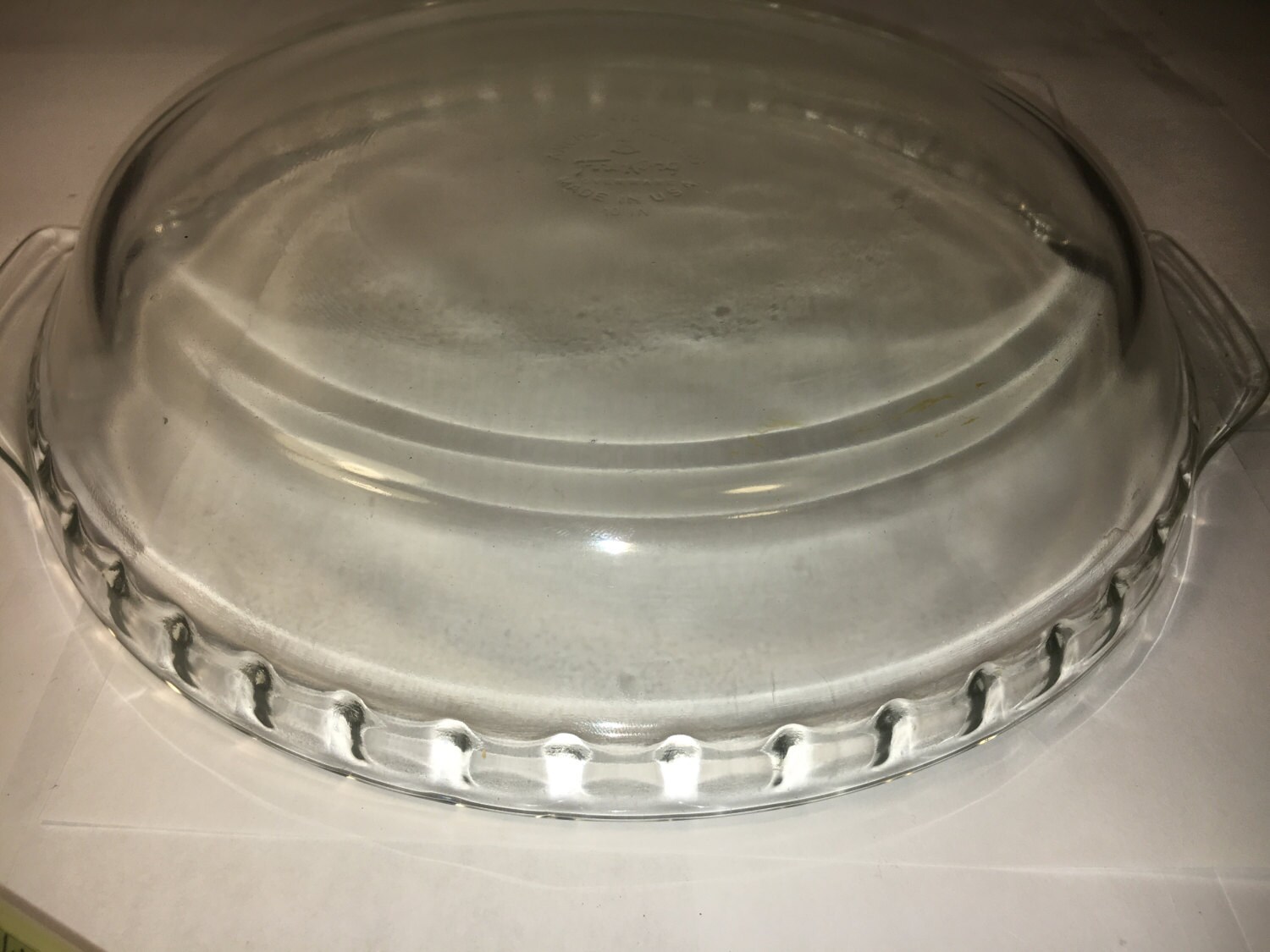 Vintage Fire King Glass Pie Plate 10 Anchor Hocking Ribbed Rim Ovenware