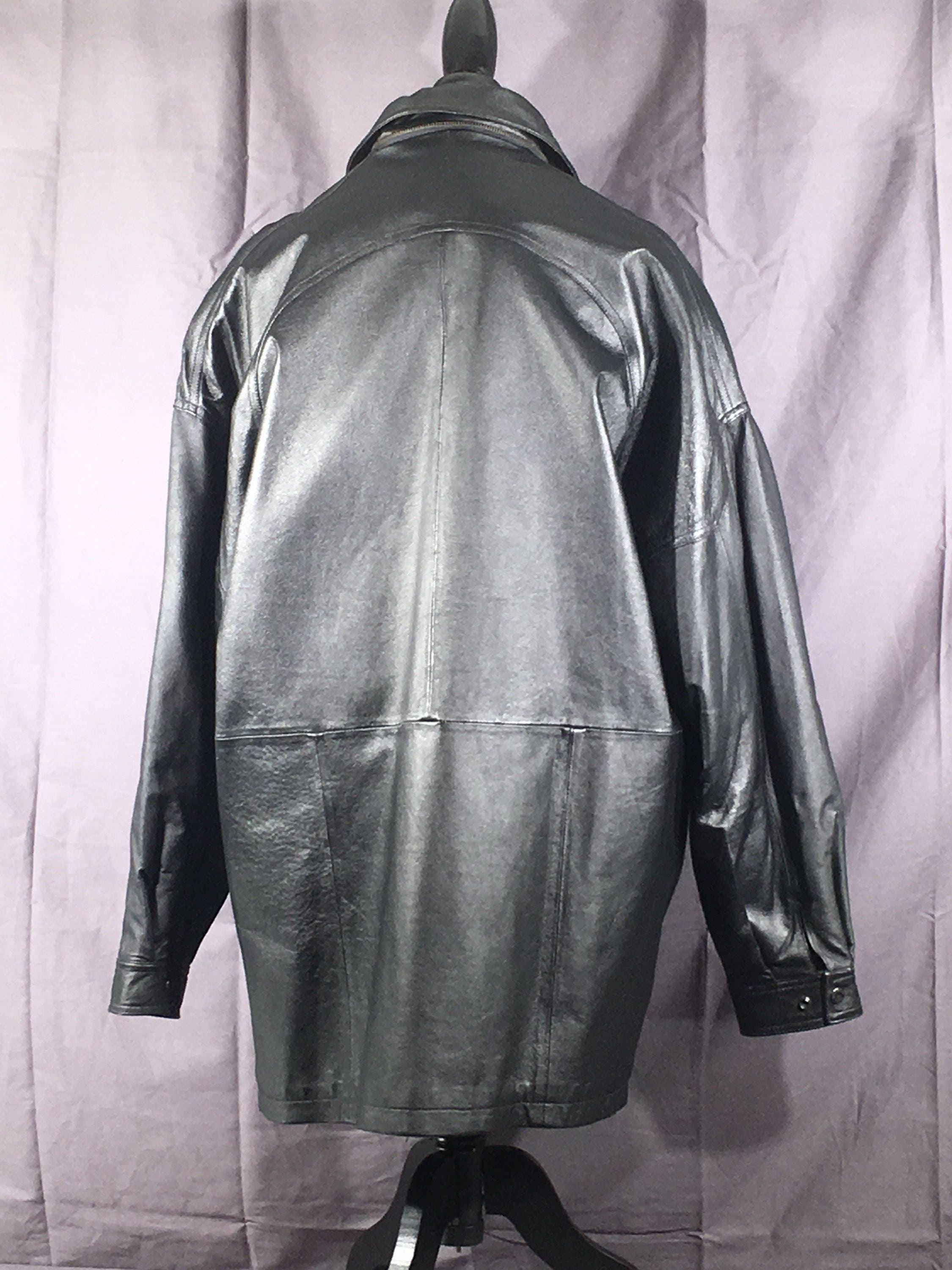Vintage Black Leather Coat, Phase 2 Black Leather Winter Coat, Retro