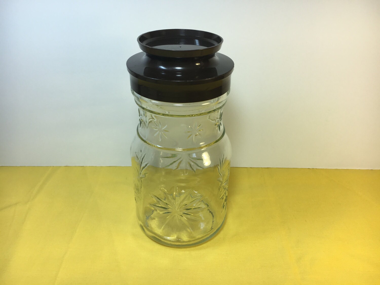 Vintage Anchor Hocking Glass Canister Jar, Starburst Vintage Jar w