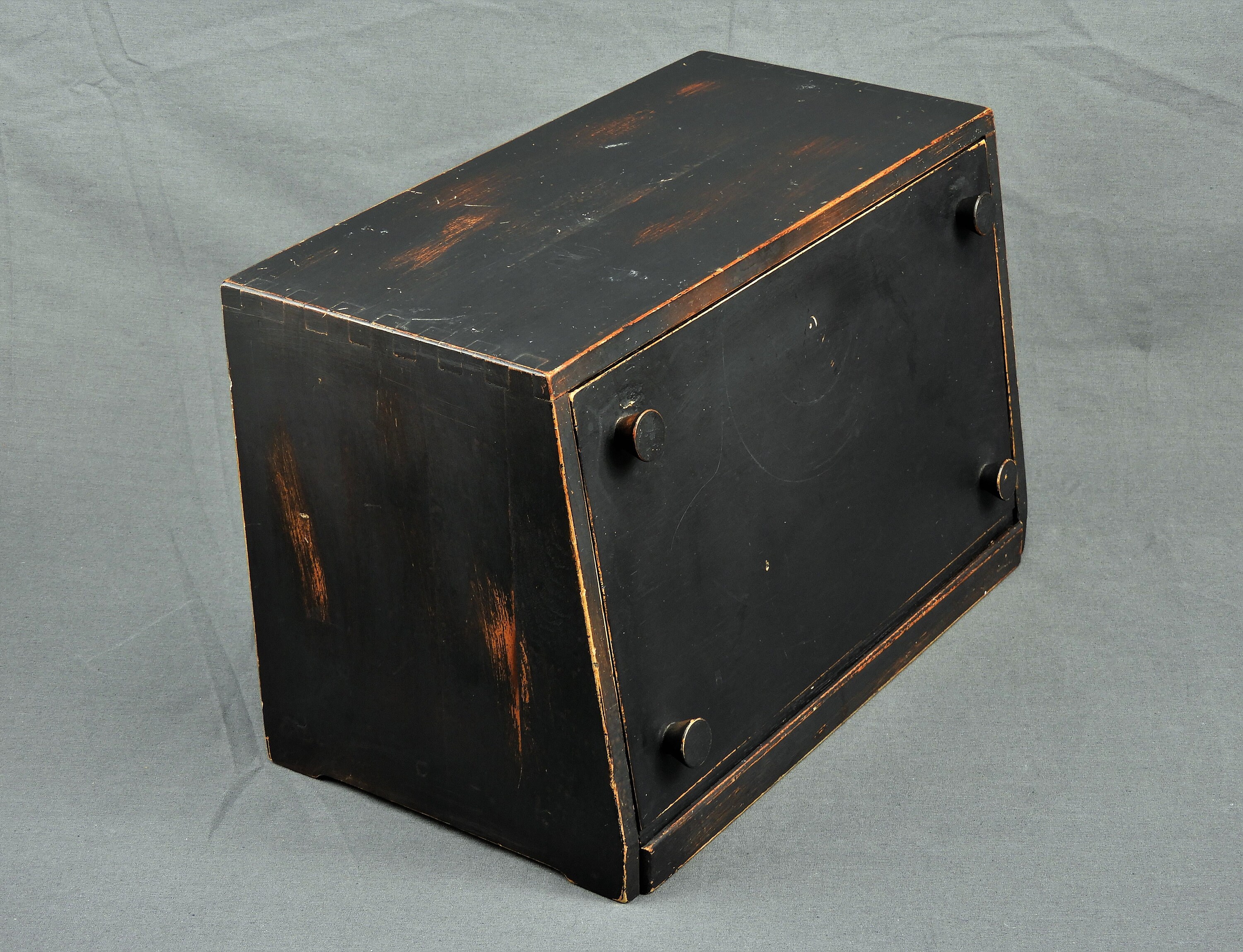 Vintage Bread Box, Kitchen Storage, Distressed Black, Asian Inspired
