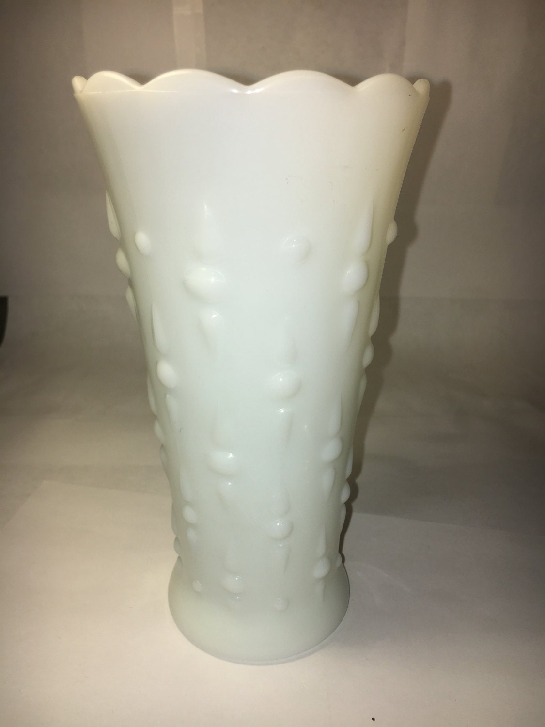 Vintage Teardrop Vase, White Milk Glass Vase, Decorative Flower Vase
