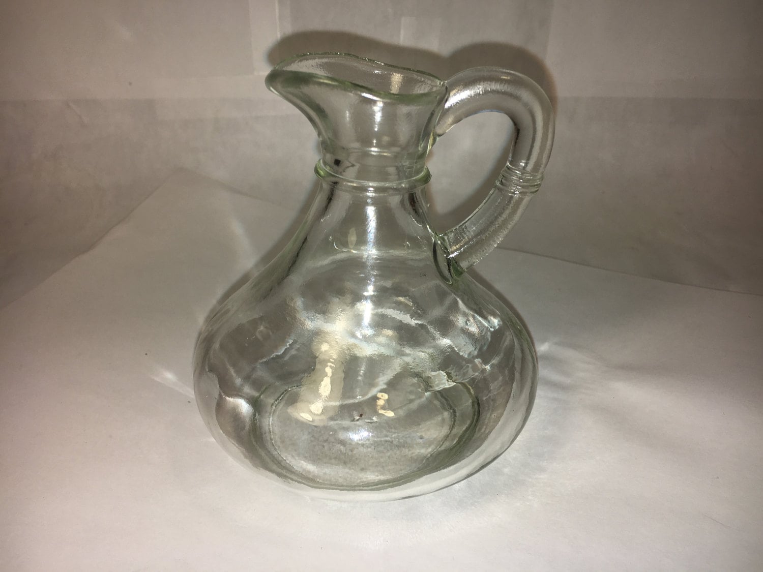 Vintage Glass Maple Syrup Bottle Spout Handle 4 tall 13 Bottom Mark