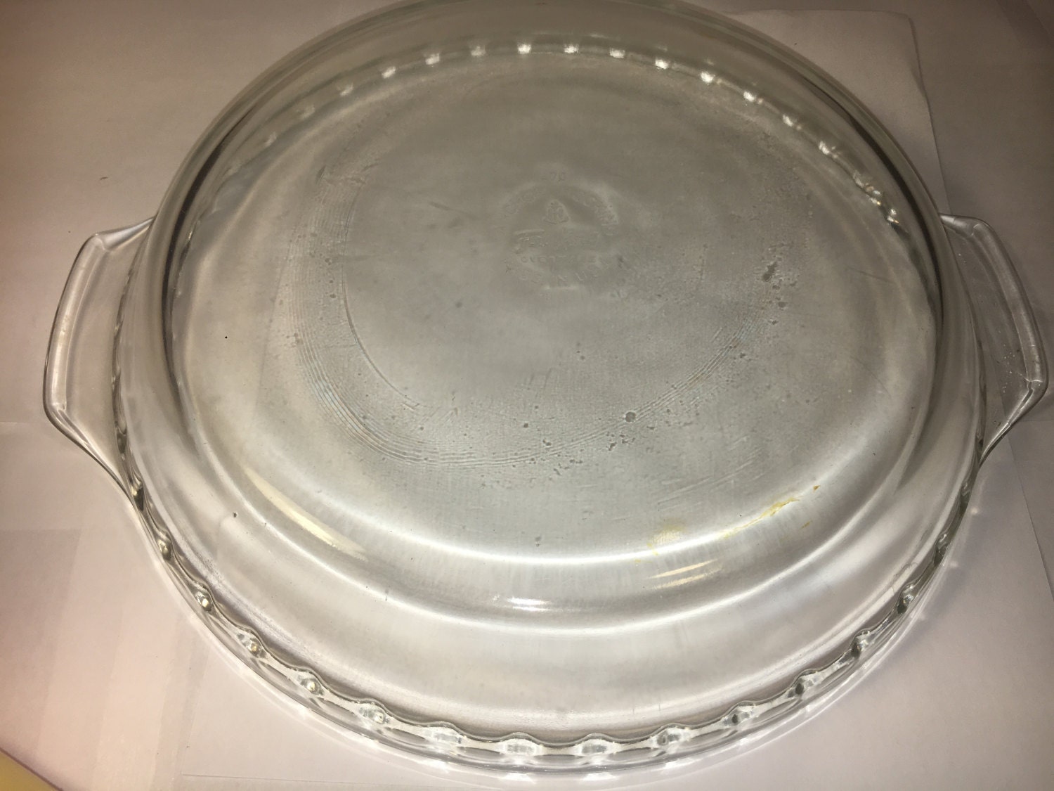 Vintage Fire King Glass Pie Plate 10 Anchor Hocking Ribbed Rim Ovenware ...