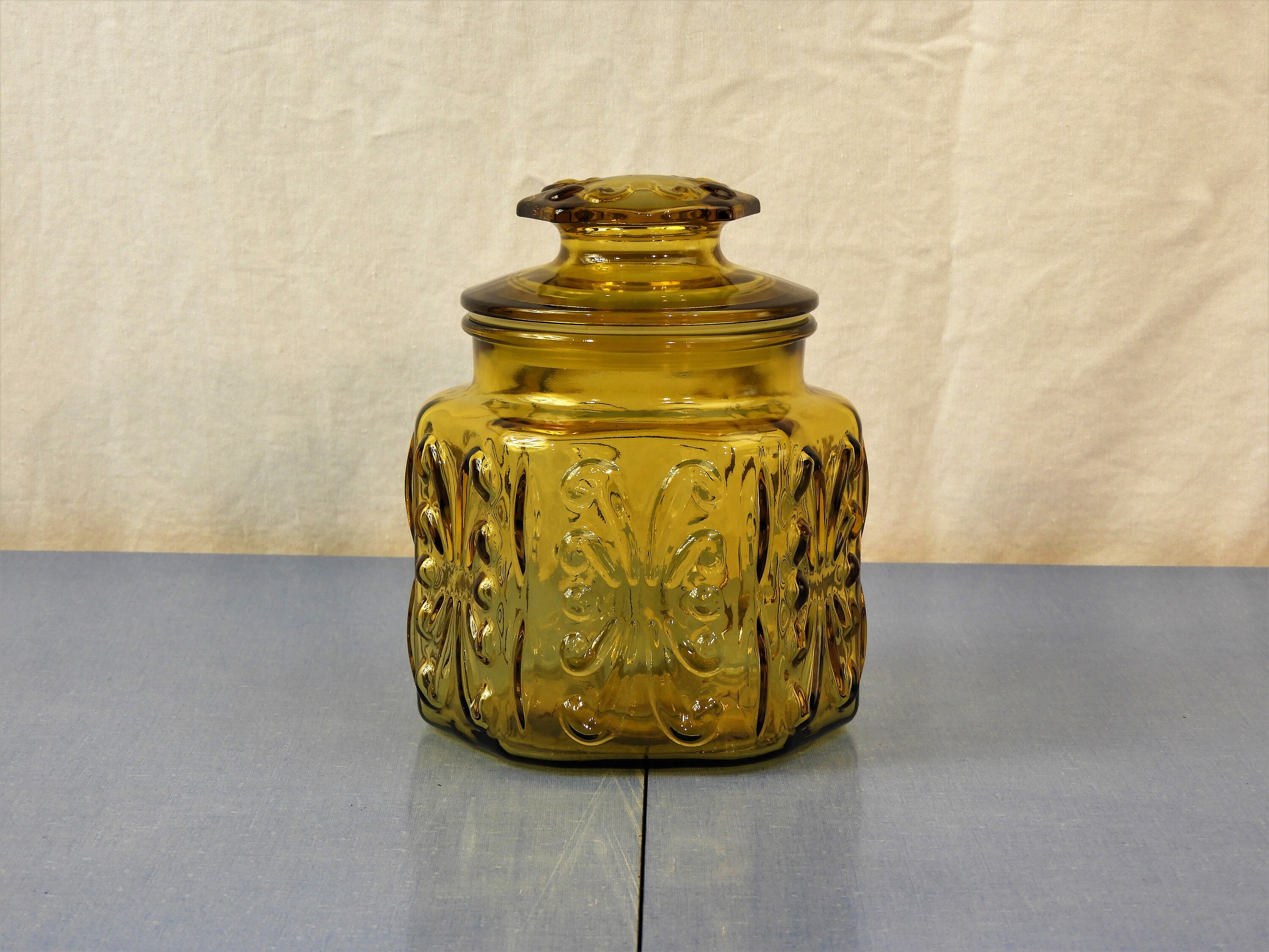 Vintage Atterbury Canister Amber Gold Jar Imperial Glass - Etsy