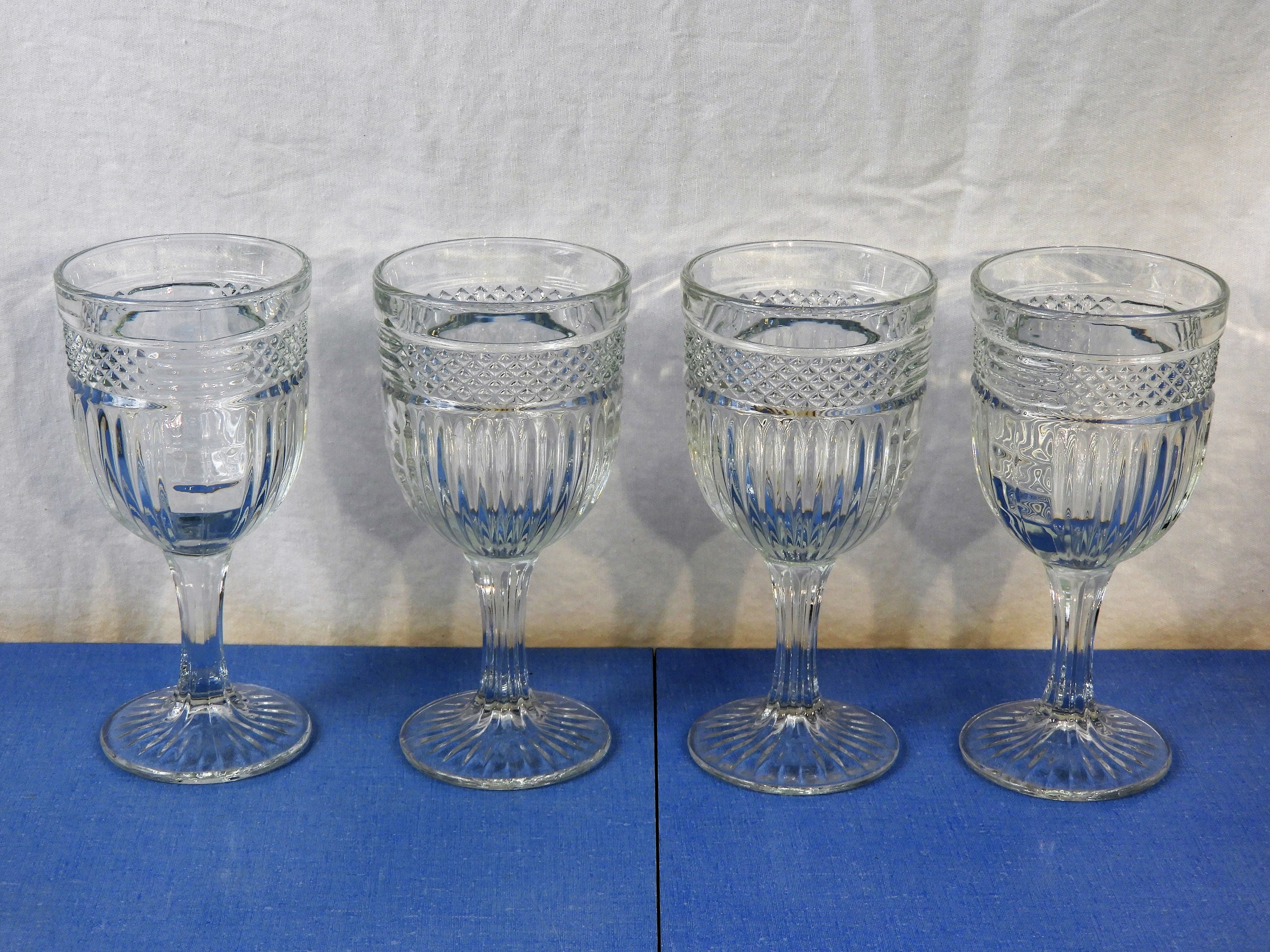 Vintage Libbey Goblets (4), Radiant Stemware, Rock Sharpe, Clear Lead