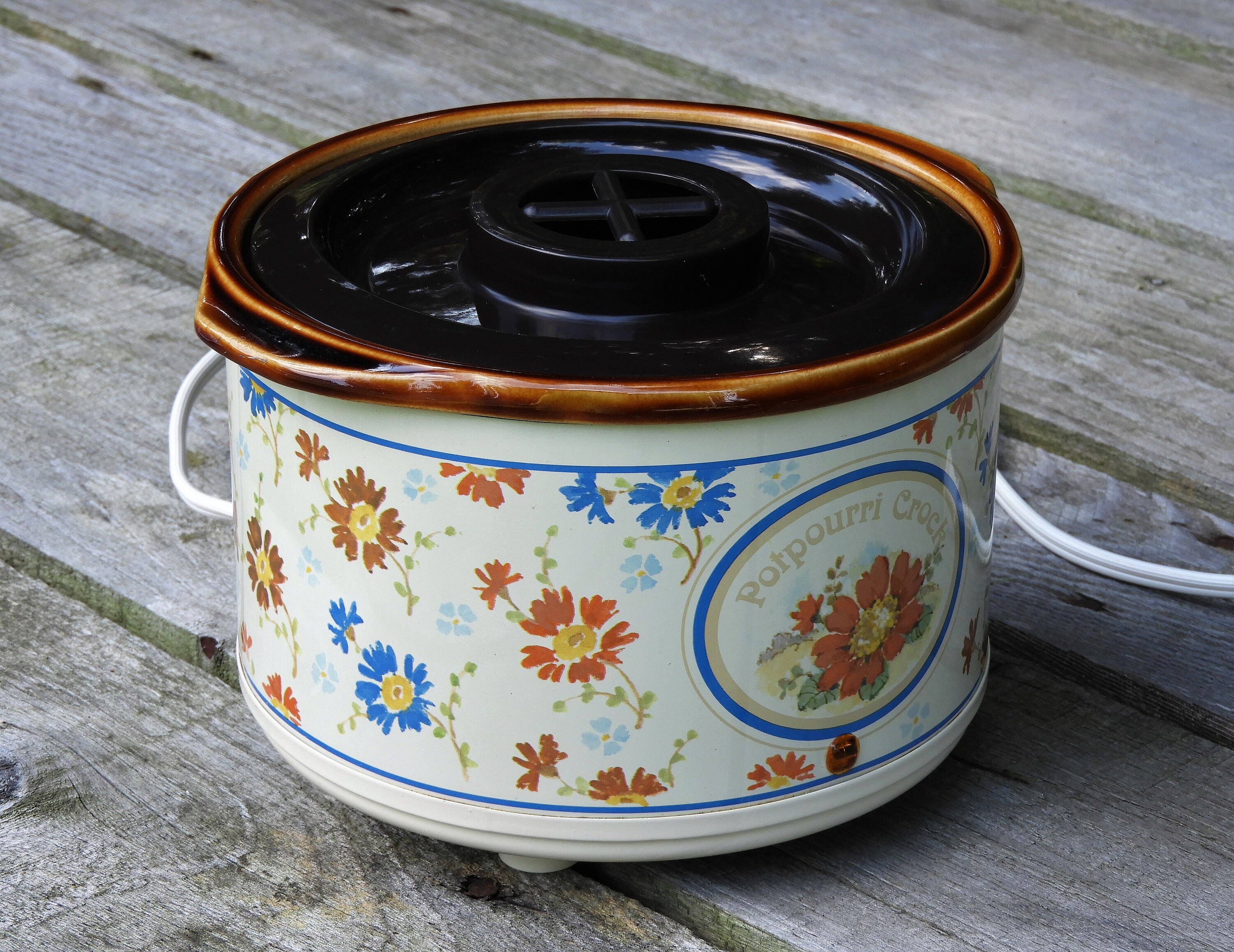 Vintage Incense Warmer, Potpourri Crock, Kitchen Decor, Brown Ceramic