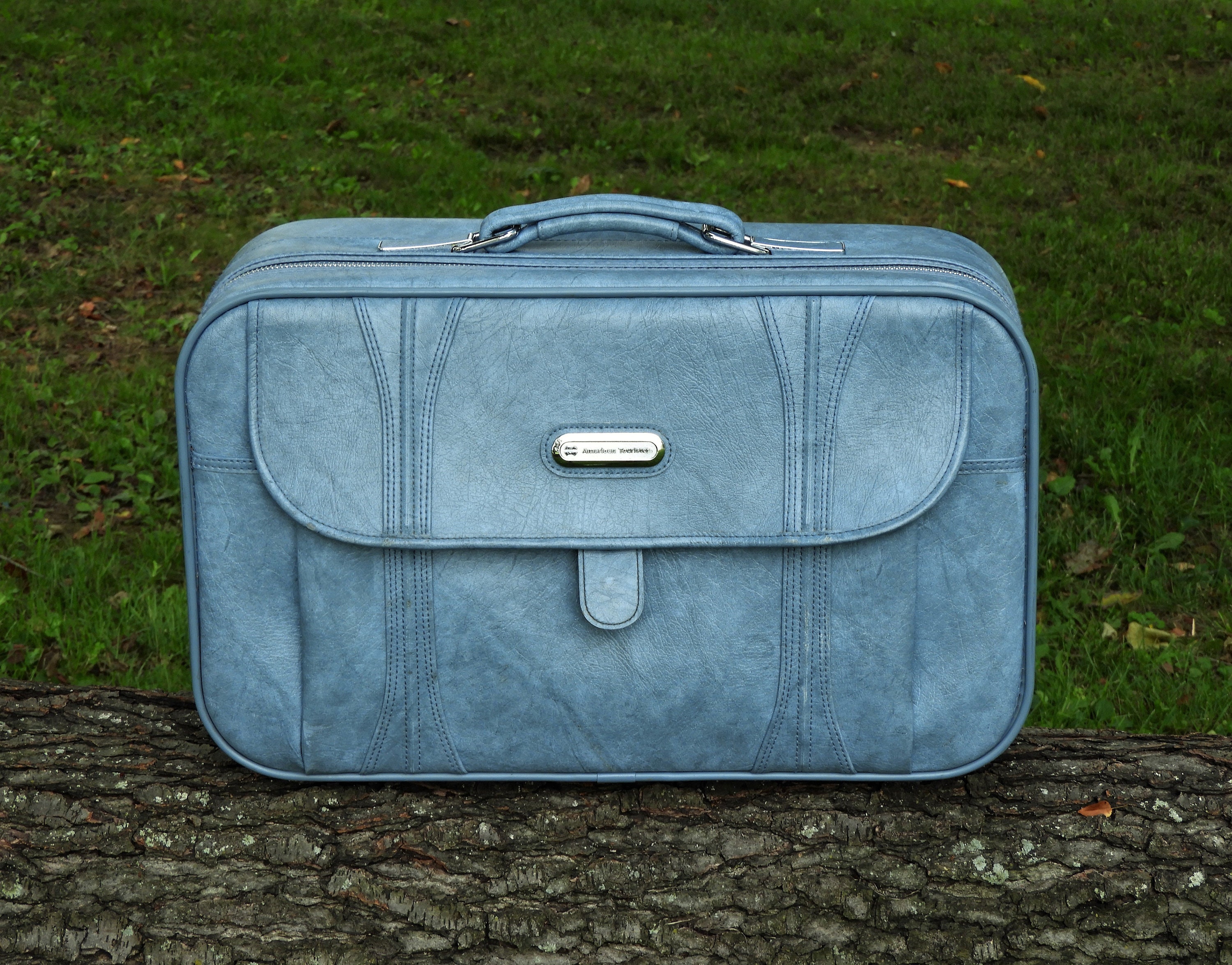 Vintage Blue Suitcase, American Tourister, Retro 1986, Compact Carryon