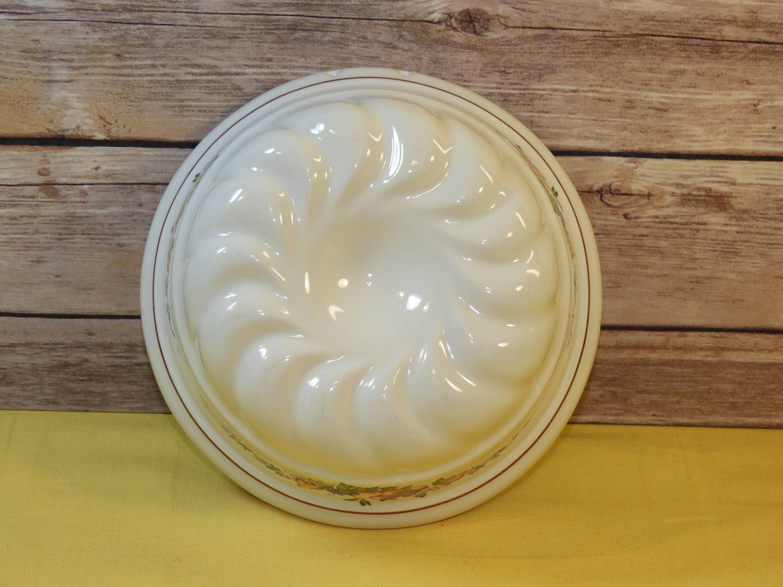 Vintage Ceramic Jello Mold, White Decorative Wall Hanging, Round