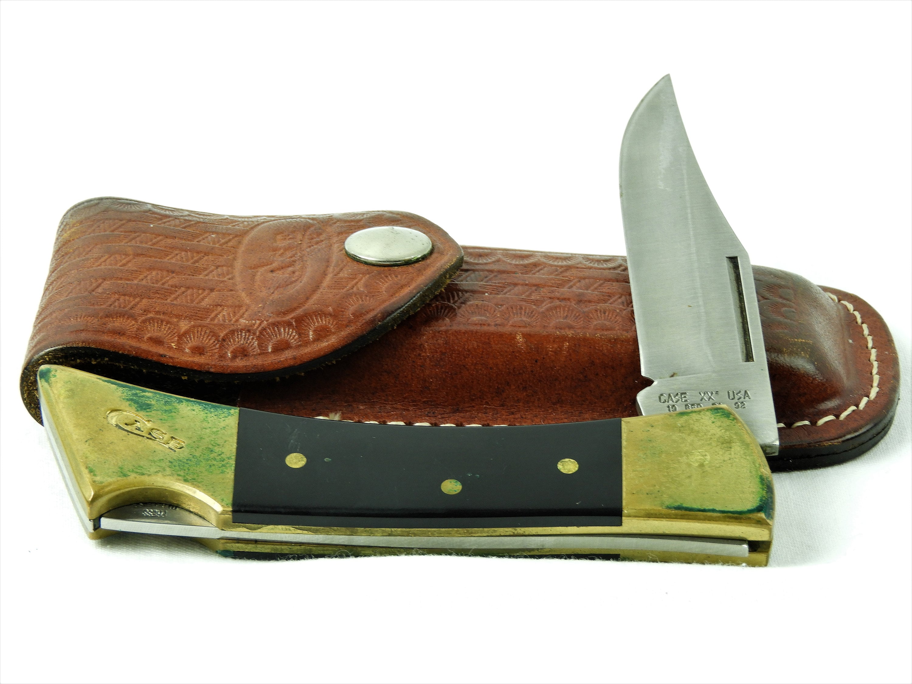 Vintage Case XX Knife, Leather & Cutlery, Shark Tooth 59L, Stainless Steel, 1992 Bedford PA