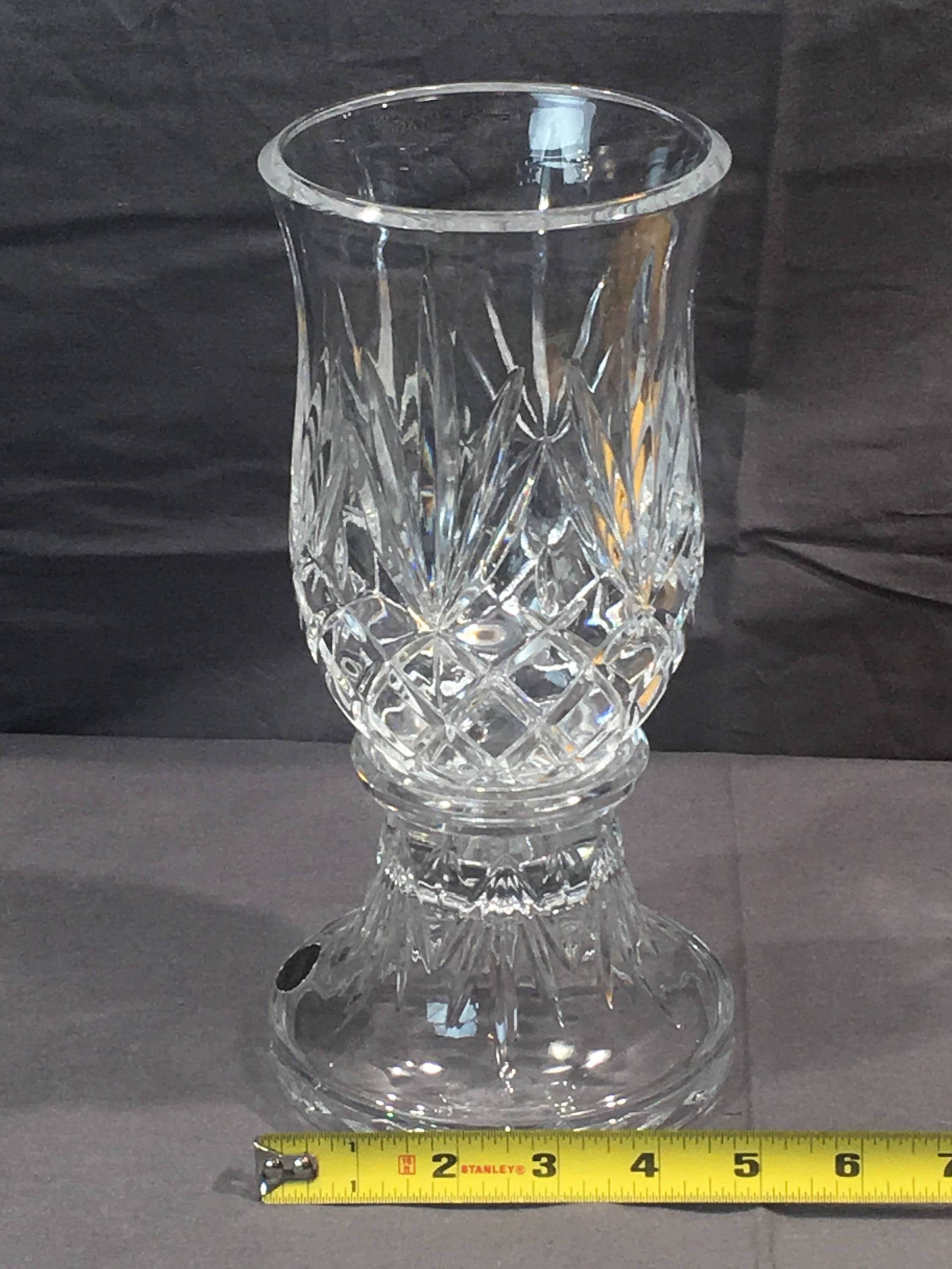 Vintage Crystal Candleholder, Decorative Clear Hurricane Lamp, Cut