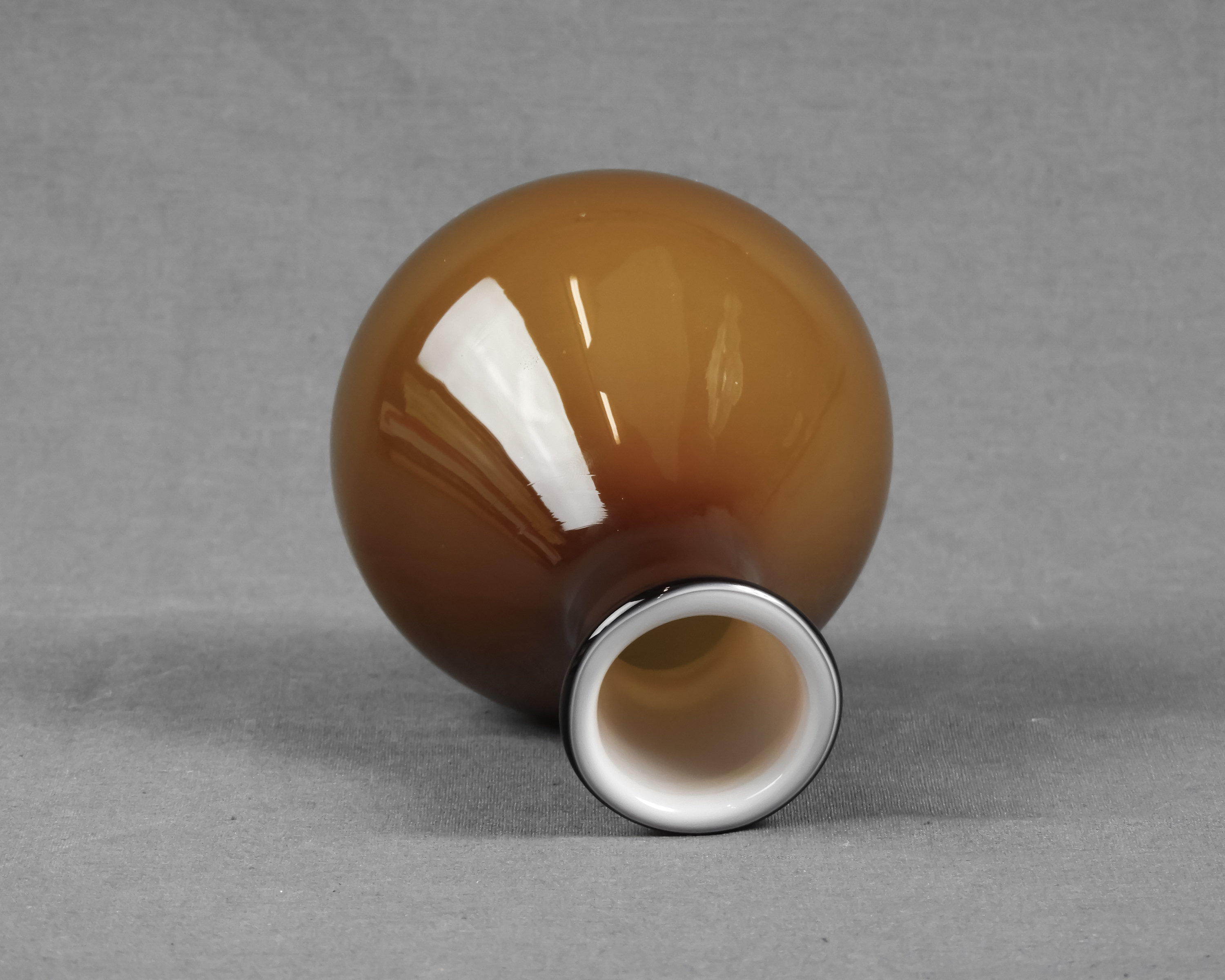 Vintage Onion Vase, Blown Art Glass, Cased Style, Copper Brown, Home Decor, Entryway Decoration