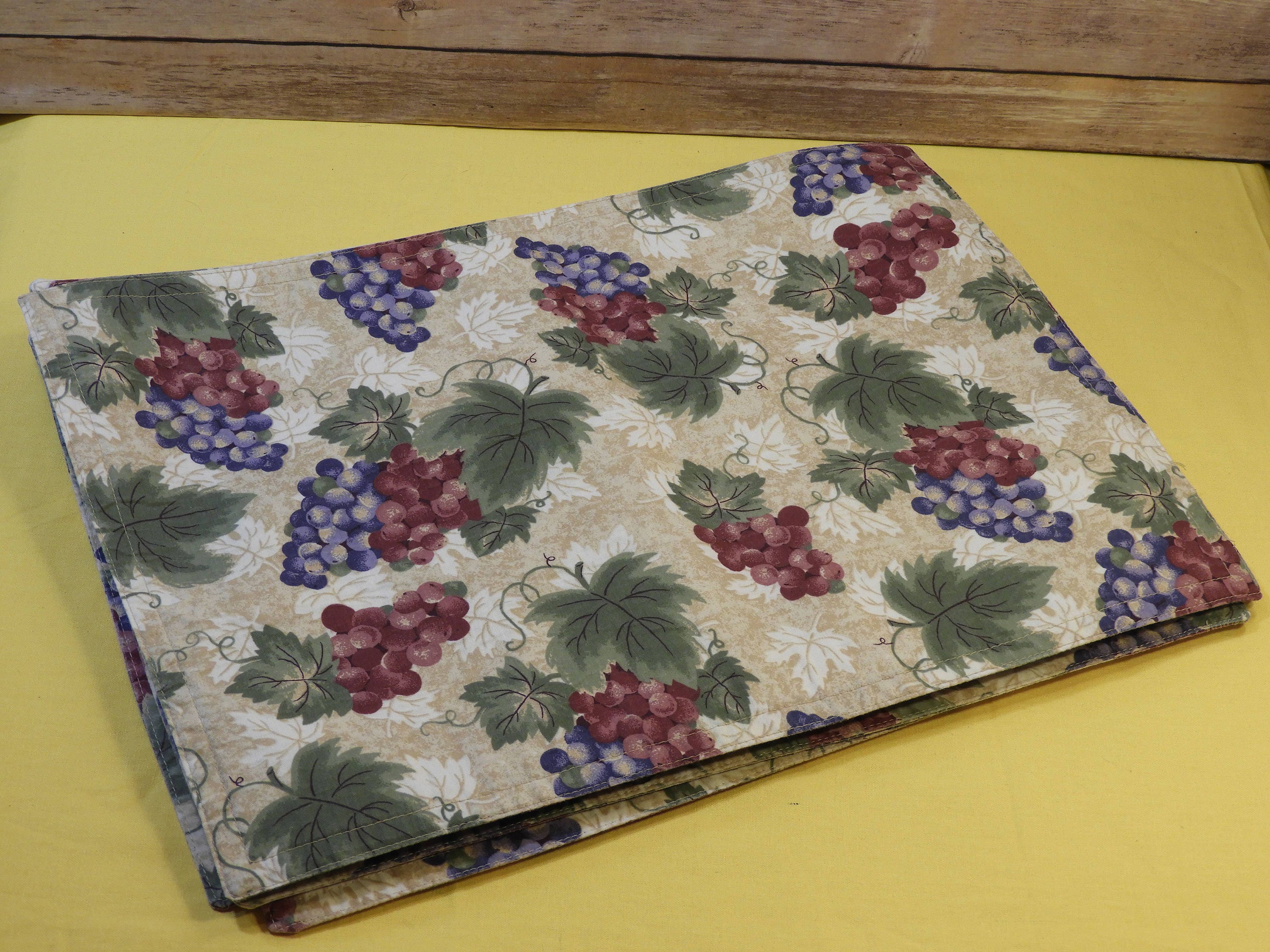 Vintage Grape Placemats (6),Purple Red Gold Leaf & Fruit Table Linen,Decorative Dining Room