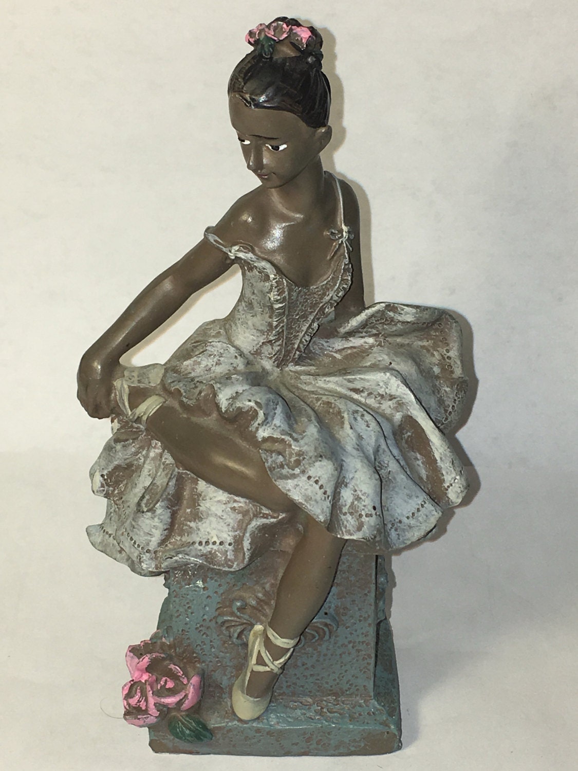Vintage Rare Ballerina Figure, Lifelike African American Black Dancer