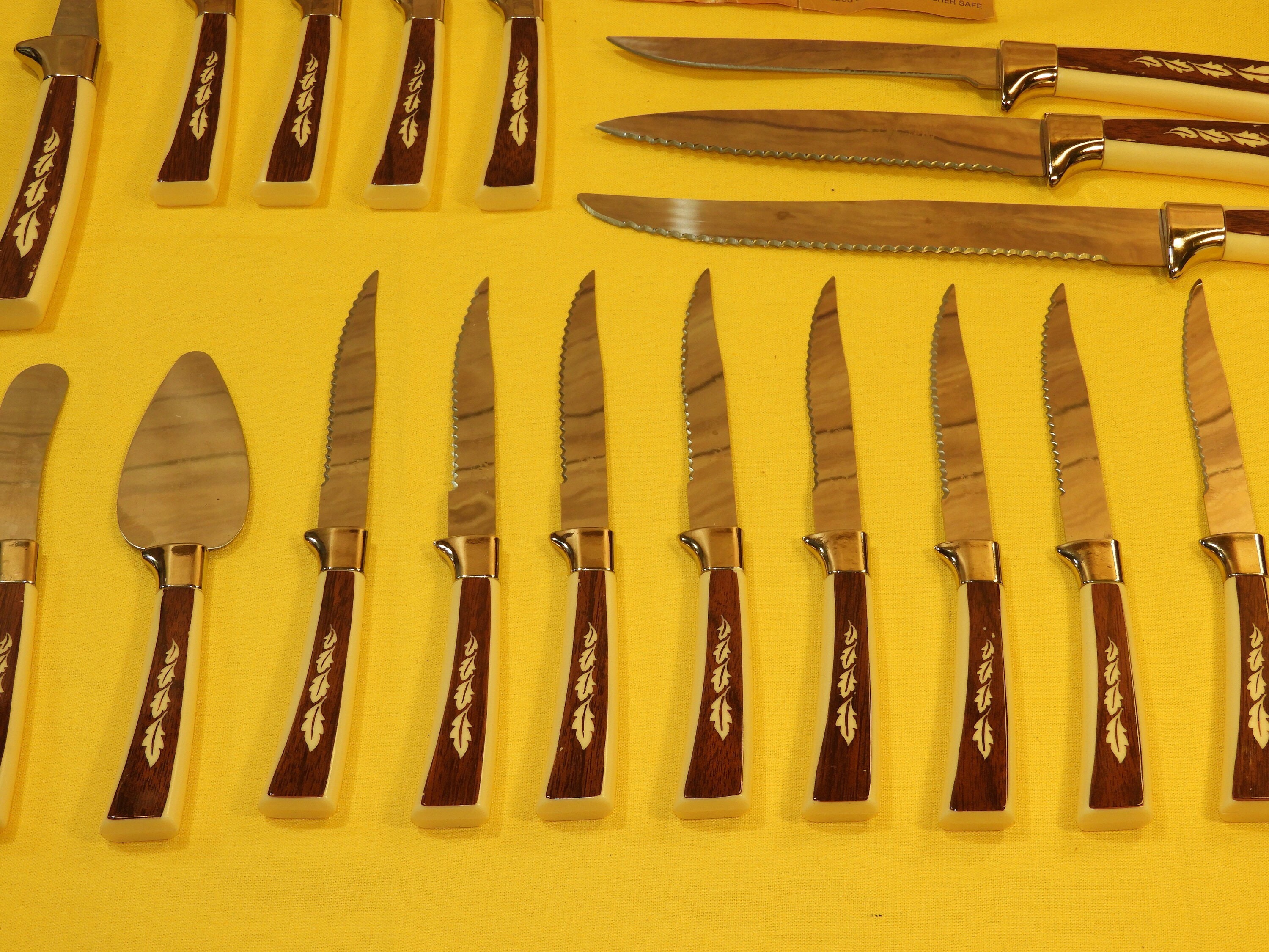 Mid Century Cutlery Set (19 pcs), Regent Cutlery Carving Knives, White