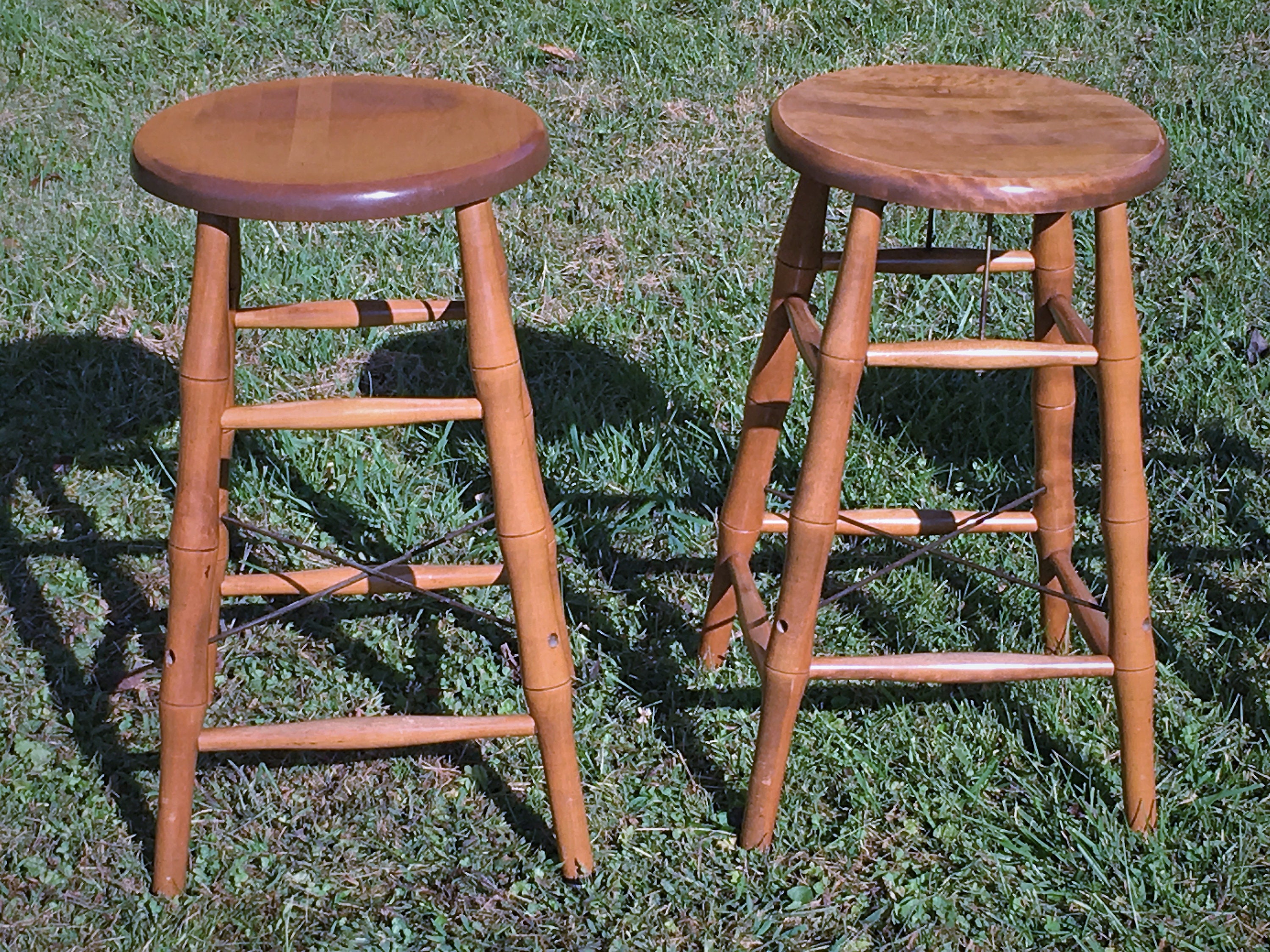 Vintage Maple Bar Stools (4), Bent Bros Stools, Bamboo Style Counter